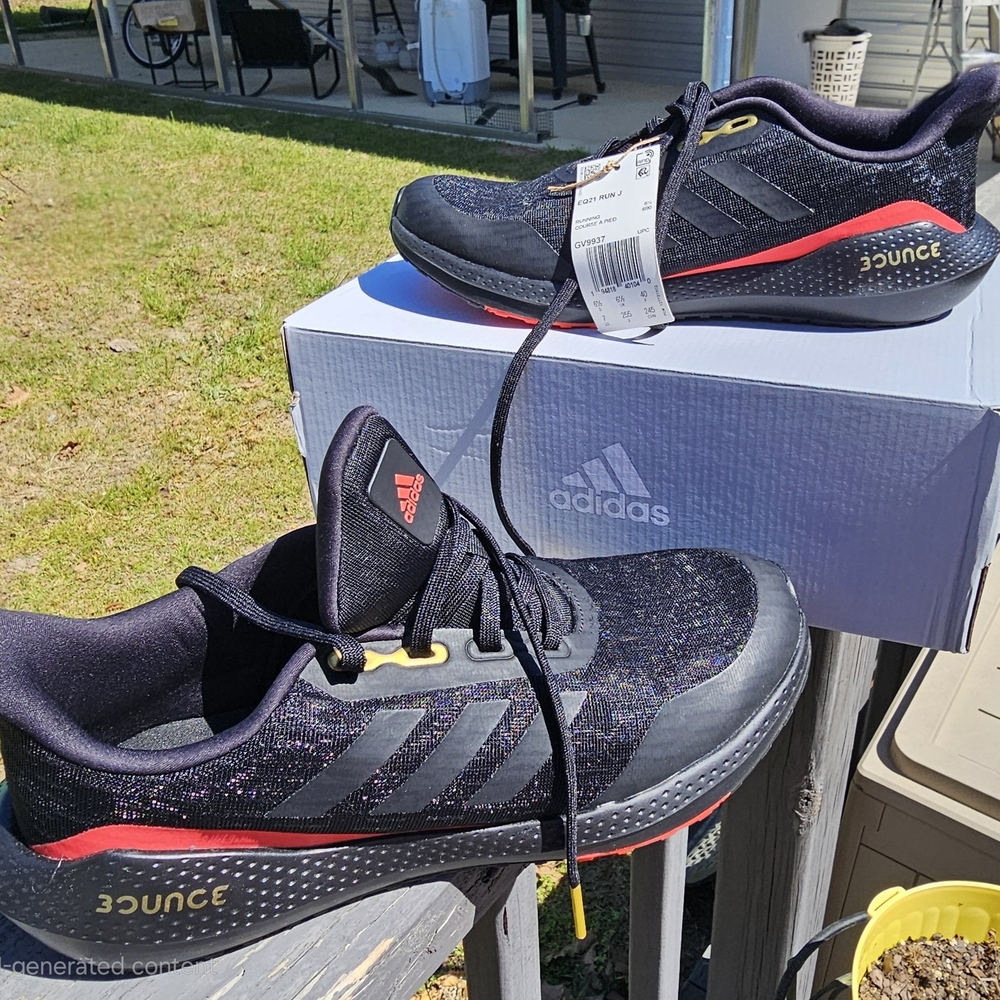 Adidas Black and Red Bounce Sneakers